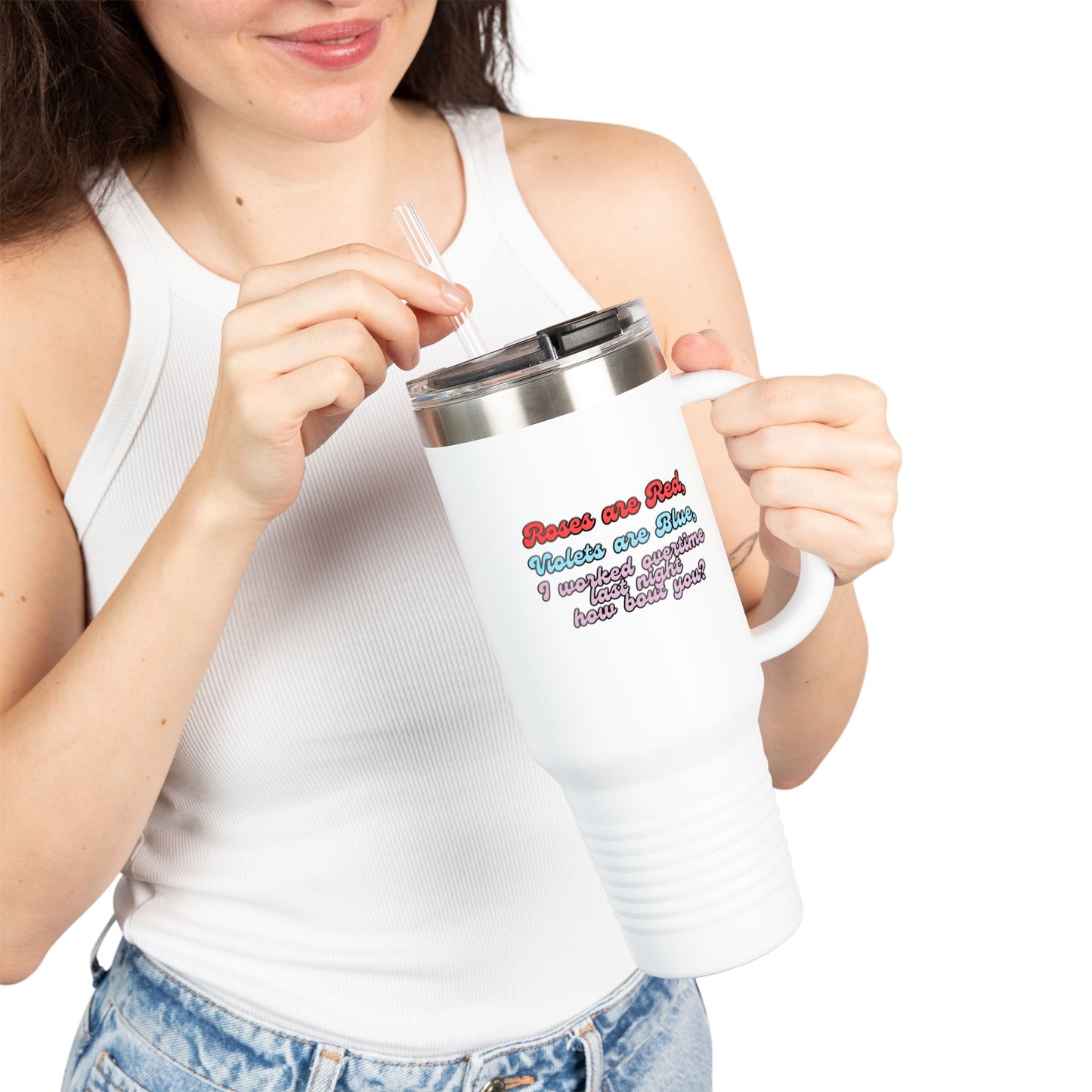 Personalized Insulated Travel Mug - "Roses Are Red" Design - Perfect for Coffee Lovers & Gifts