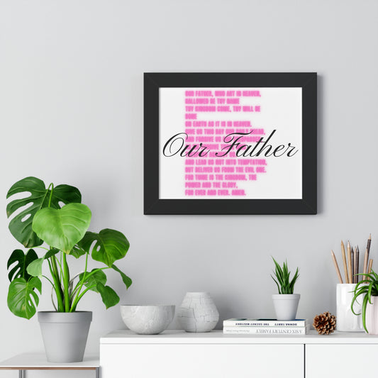 Framed Horizontal Poster - "Our Father" Prayer Art for Home Decor