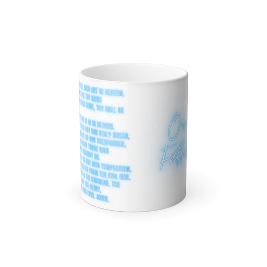 Mug - Color Changing Our Father Prayer in Blue Font